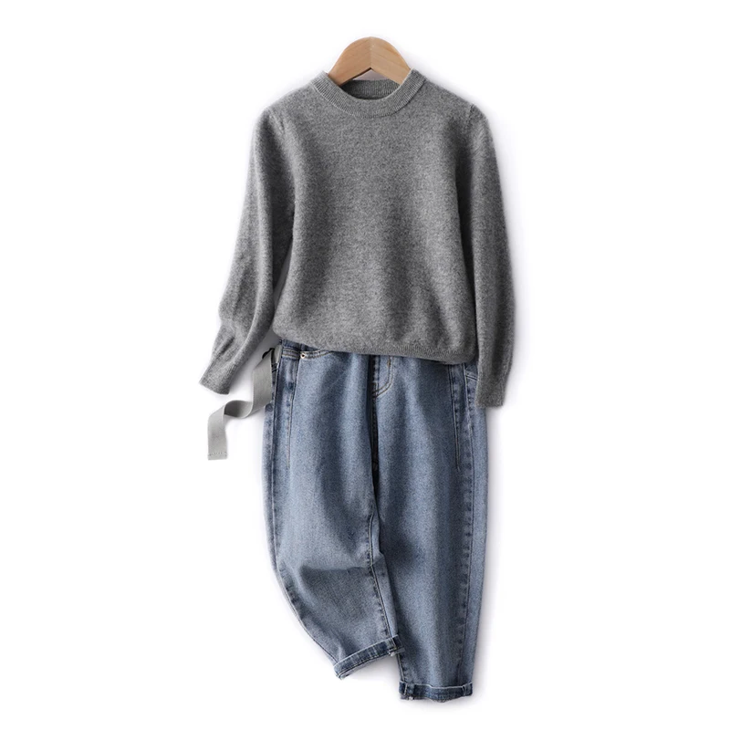 Children's 100% Merino Wool Pullover Sweater Autumn Winter Boys Girls O-neck Soild Basic Long Sleeve Cashmere Sweater Thick Warm