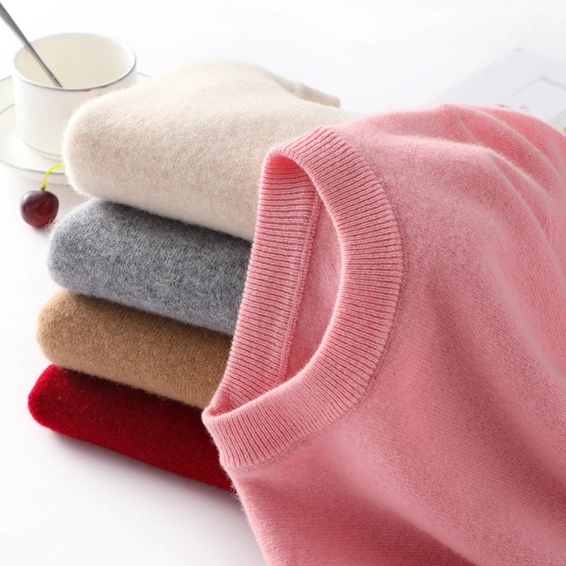 Children's 100% Merino Wool Pullover Sweater Autumn Winter Boys Girls O-neck Soild Basic Long Sleeve Cashmere Sweater Thick Warm