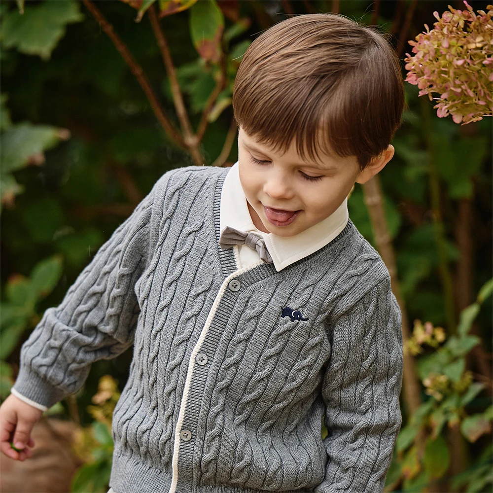 Dave Bella Children Cardigan Sweater Autumn Spring Boys Cotton Coat Girl Casual Knitted Sweater Outerwear Kids Clothes DB1261054