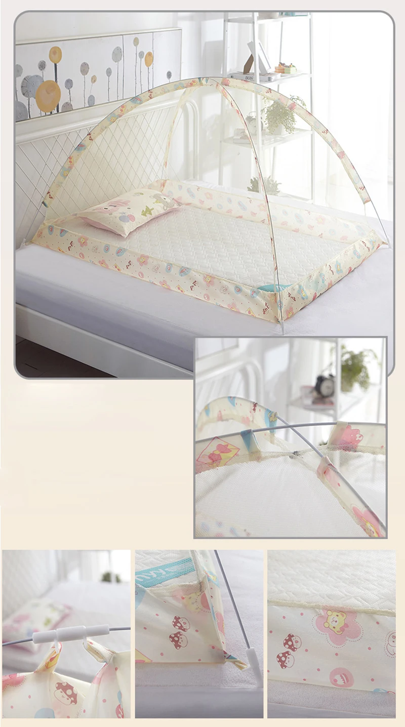Summer Mosquito Net Baby Canopy Bed Net Stand Infant Cot Dome Mosquito Netting Hanging Bed Curtain Support Foldable Crib Tent