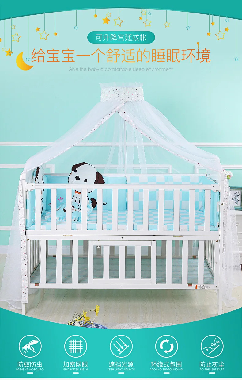 Summer Mosquito Net Baby Canopy Bed Net Stand Infant Cot Dome Mosquito Netting Hanging Bed Curtain Support Foldable Crib Tent