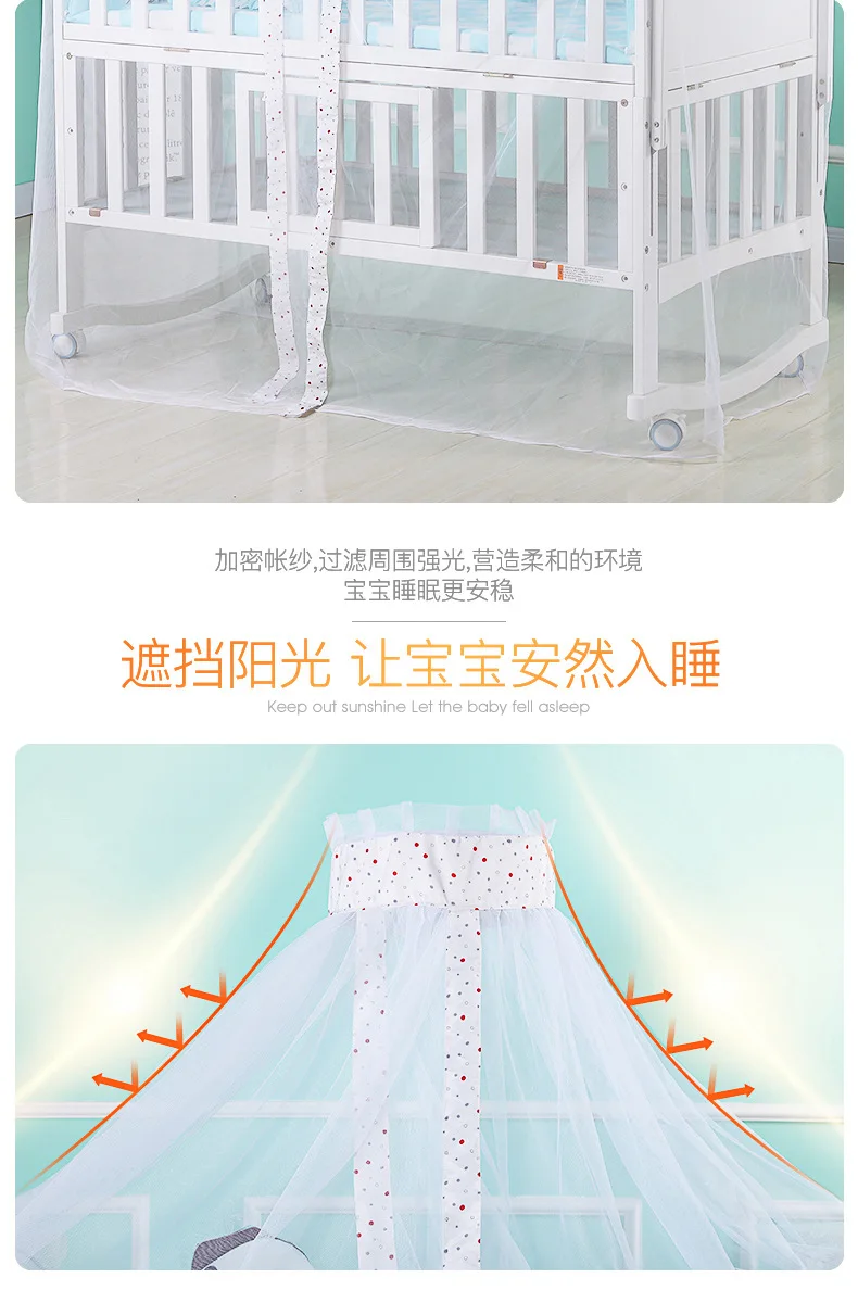 Summer Mosquito Net Baby Canopy Bed Net Stand Infant Cot Dome Mosquito Netting Hanging Bed Curtain Support Foldable Crib Tent