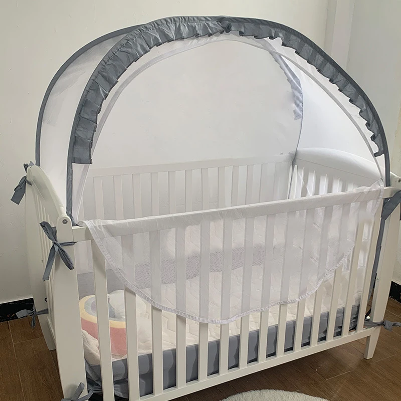 Summer Mosquito Net Baby Canopy Bed Net Stand Infant Cot Dome Mosquito Netting Hanging Bed Curtain Support Foldable Crib Tent