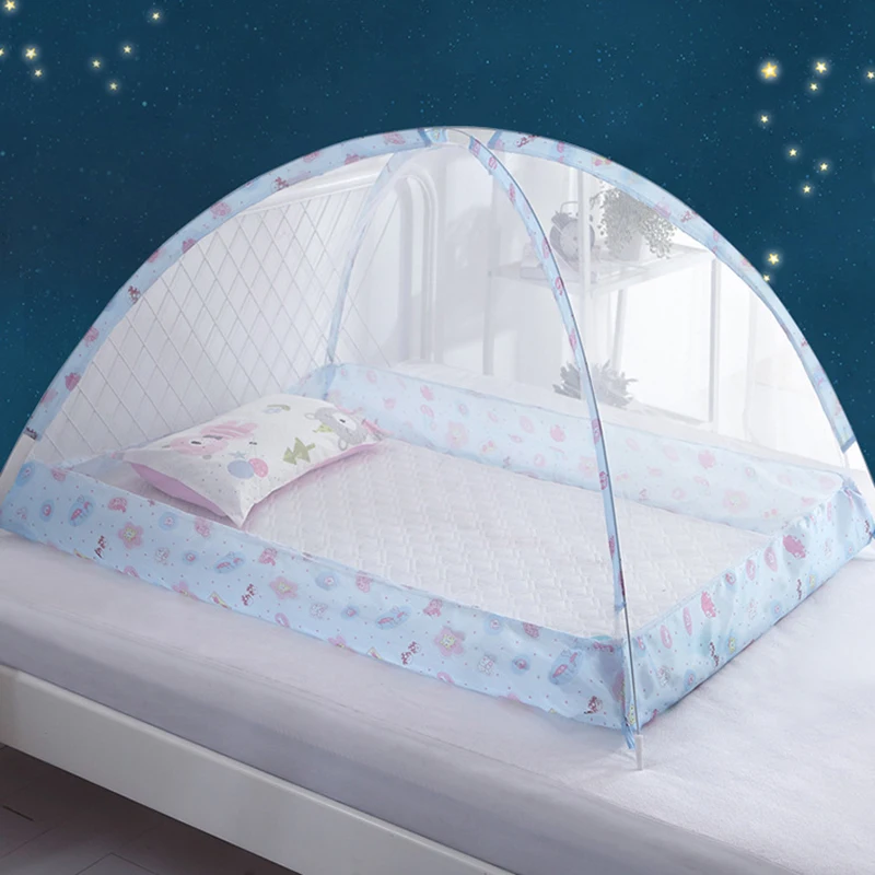 Summer Mosquito Net Baby Canopy Bed Net Stand Infant Cot Dome Mosquito Netting Hanging Bed Curtain Support Foldable Crib Tent
