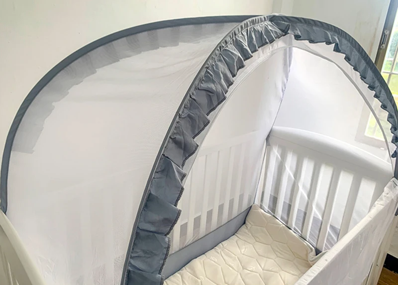 Summer Mosquito Net Baby Canopy Bed Net Stand Infant Cot Dome Mosquito Netting Hanging Bed Curtain Support Foldable Crib Tent