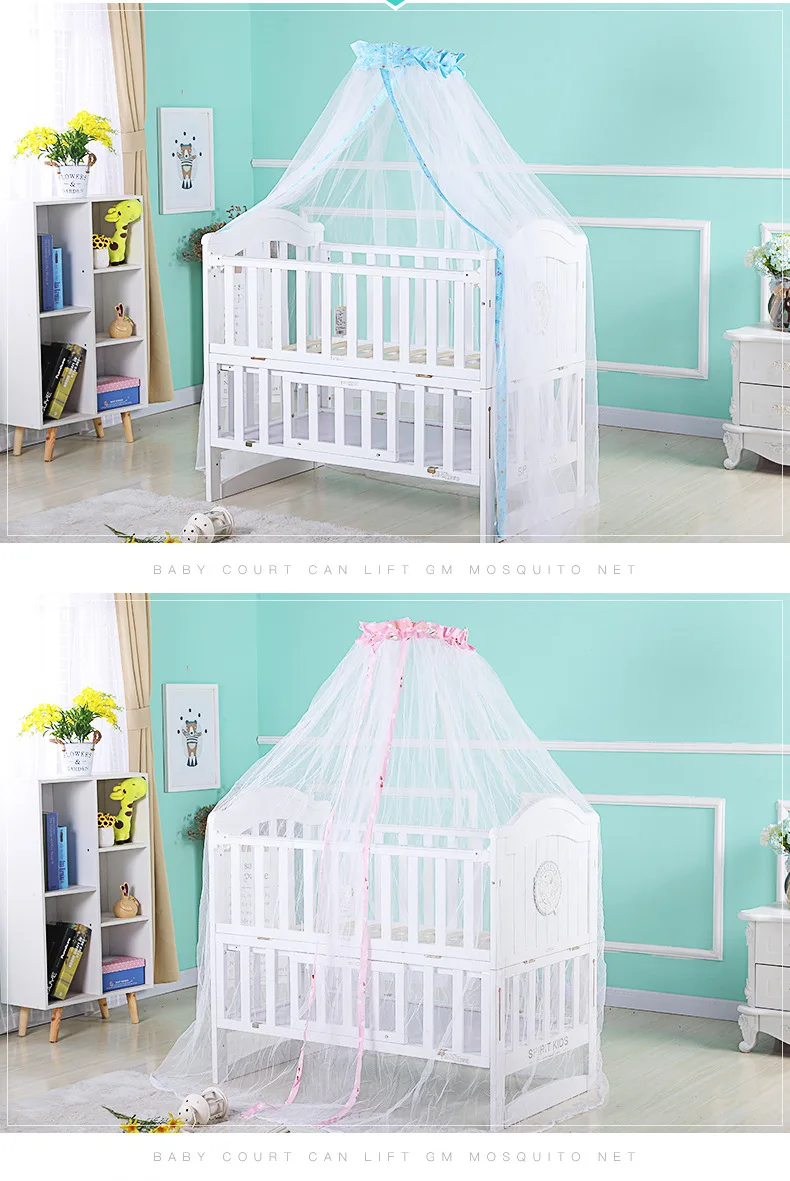 Summer Mosquito Net Baby Canopy Bed Net Stand Infant Cot Dome Mosquito Netting Hanging Bed Curtain Support Foldable Crib Tent