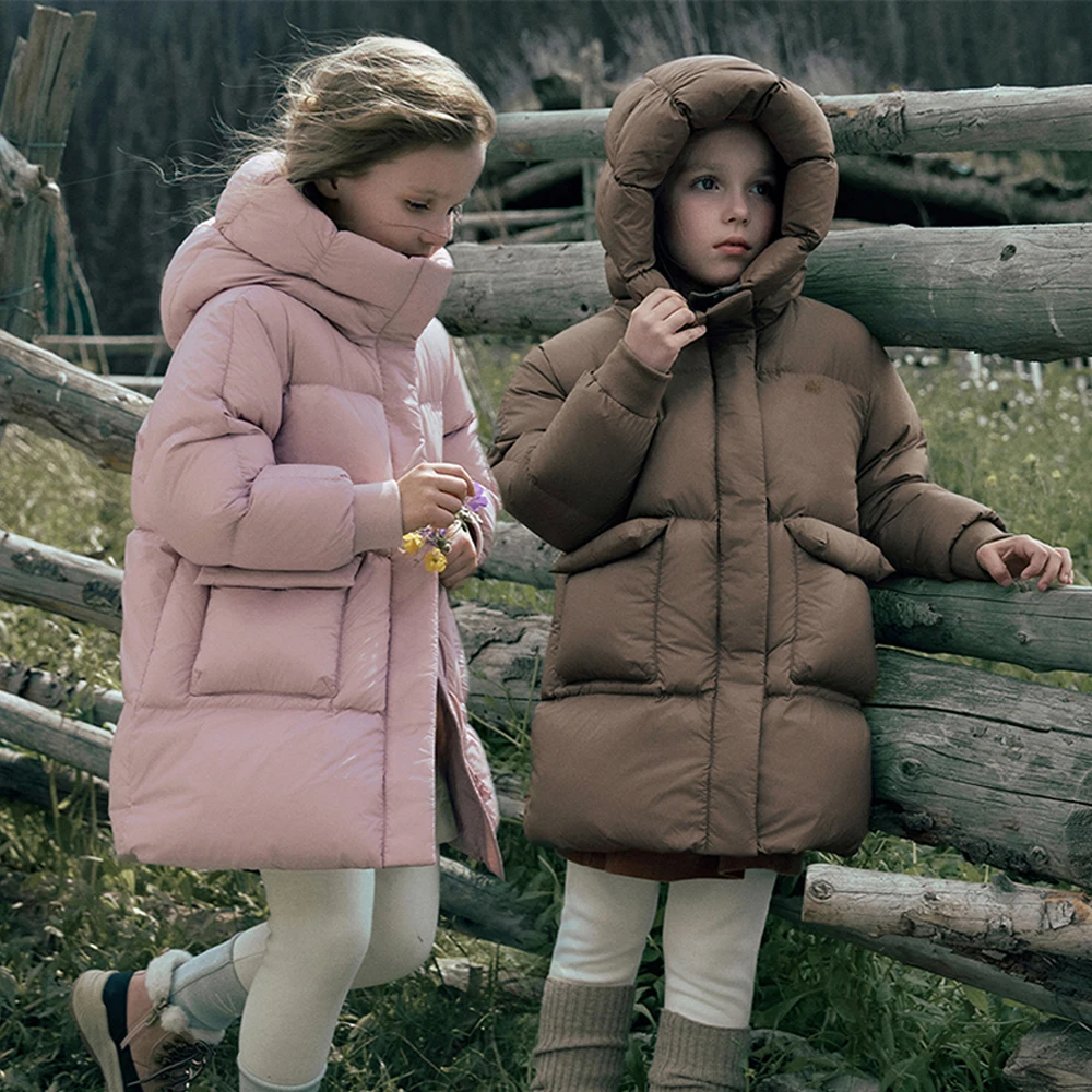 Dave Bella Girls Boys Thicken Down Parka Jacket Hooded Children Winter Warm Down Coats Windproof Outwear Clothes DK4254042