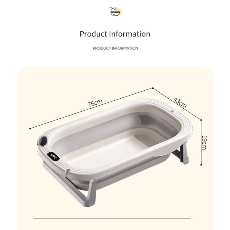 Temperature Sensitive Baby Shower Basin Foldable Portable Baby Bath Tub Reclining Siting Modes Home Use for Lnfants Bath Tub