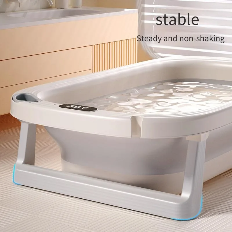 Temperature Sensitive Baby Shower Basin Foldable Portable Baby Bath Tub Reclining Siting Modes Home Use for Lnfants Bath Tub