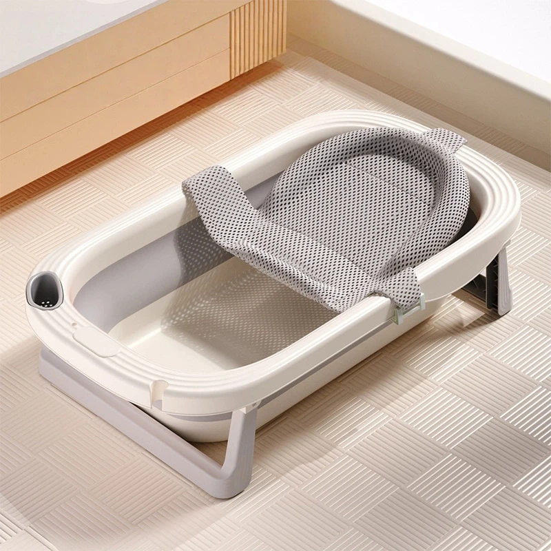 Temperature Sensitive Baby Shower Basin Foldable Portable Baby Bath Tub Reclining Siting Modes Home Use for Lnfants Bath Tub