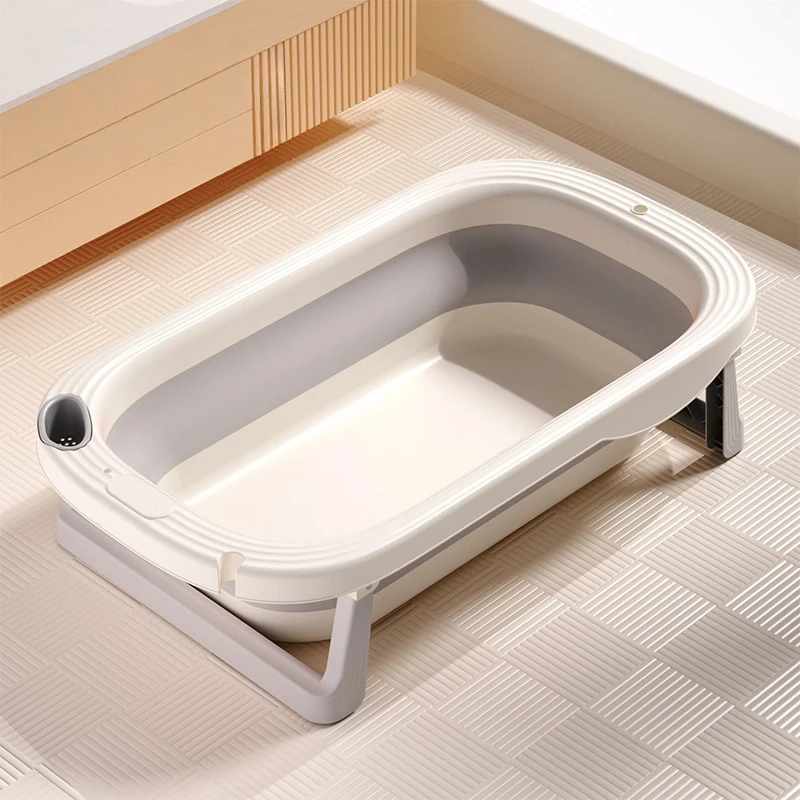 Temperature Sensitive Baby Shower Basin Foldable Portable Baby Bath Tub Reclining Siting Modes Home Use for Lnfants Bath Tub