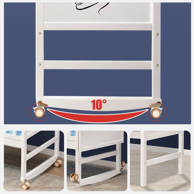 European-Style Solid Wood Newborn Cradle: Versatile Movable Baby Bed, Converts to a Full Bed for Toddlers