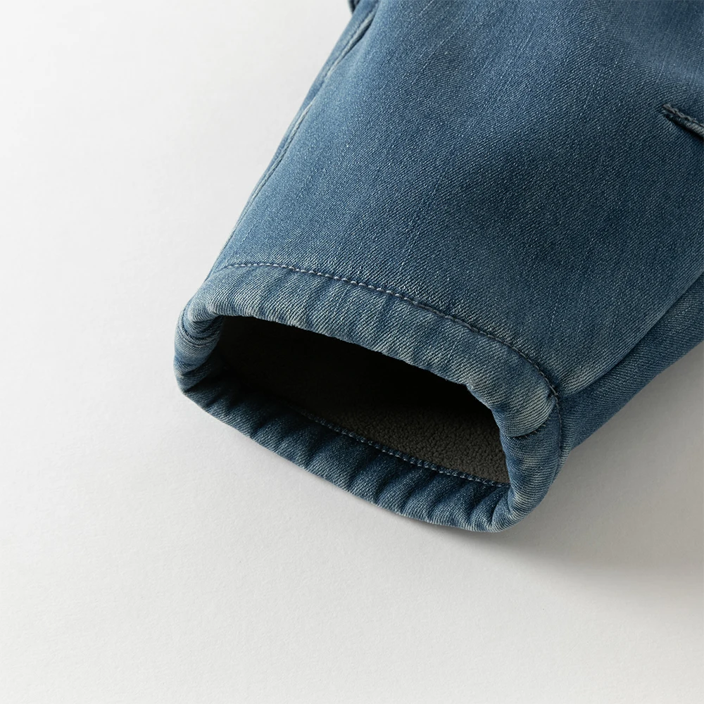 Dave Bella Children's Cargo Jean Pants Winter Autumn Velvet Thicken Boys Cowboy Straight Pants Casual Warm Trousers DB4253806