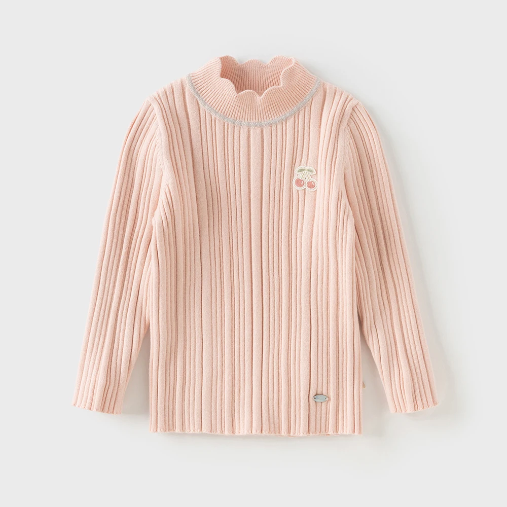 Dave Bella Girls' Autumn Winter Sweater Children's Half High Collar Pollover Kids Long Sleeve Bottom Shirt DB4253860