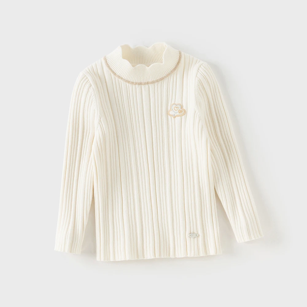 Dave Bella Girls' Autumn Winter Sweater Children's Half High Collar Pollover Kids Long Sleeve Bottom Shirt DB4253860