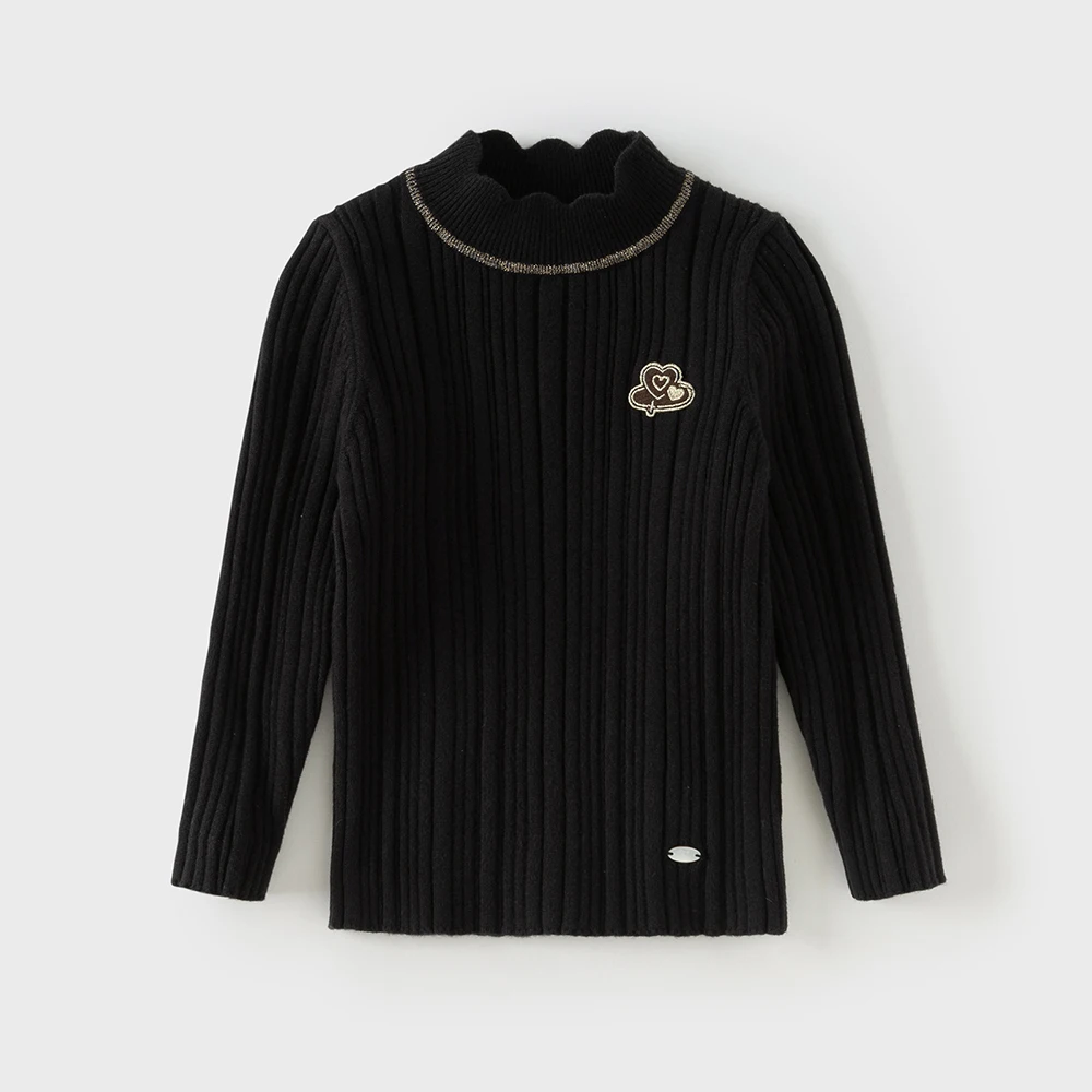 Dave Bella Girls' Autumn Winter Sweater Children's Half High Collar Pollover Kids Long Sleeve Bottom Shirt DB4253860