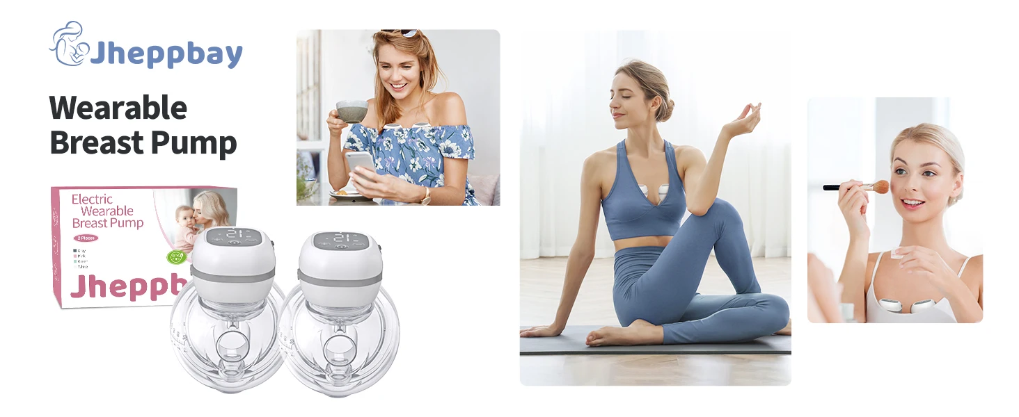 2pcs Electric Breast Pump Handsfree BPA Free 12 Levels & 3 Modes Upgrade Wearable Breastfeeding Pump with 19/24/27mm Flange