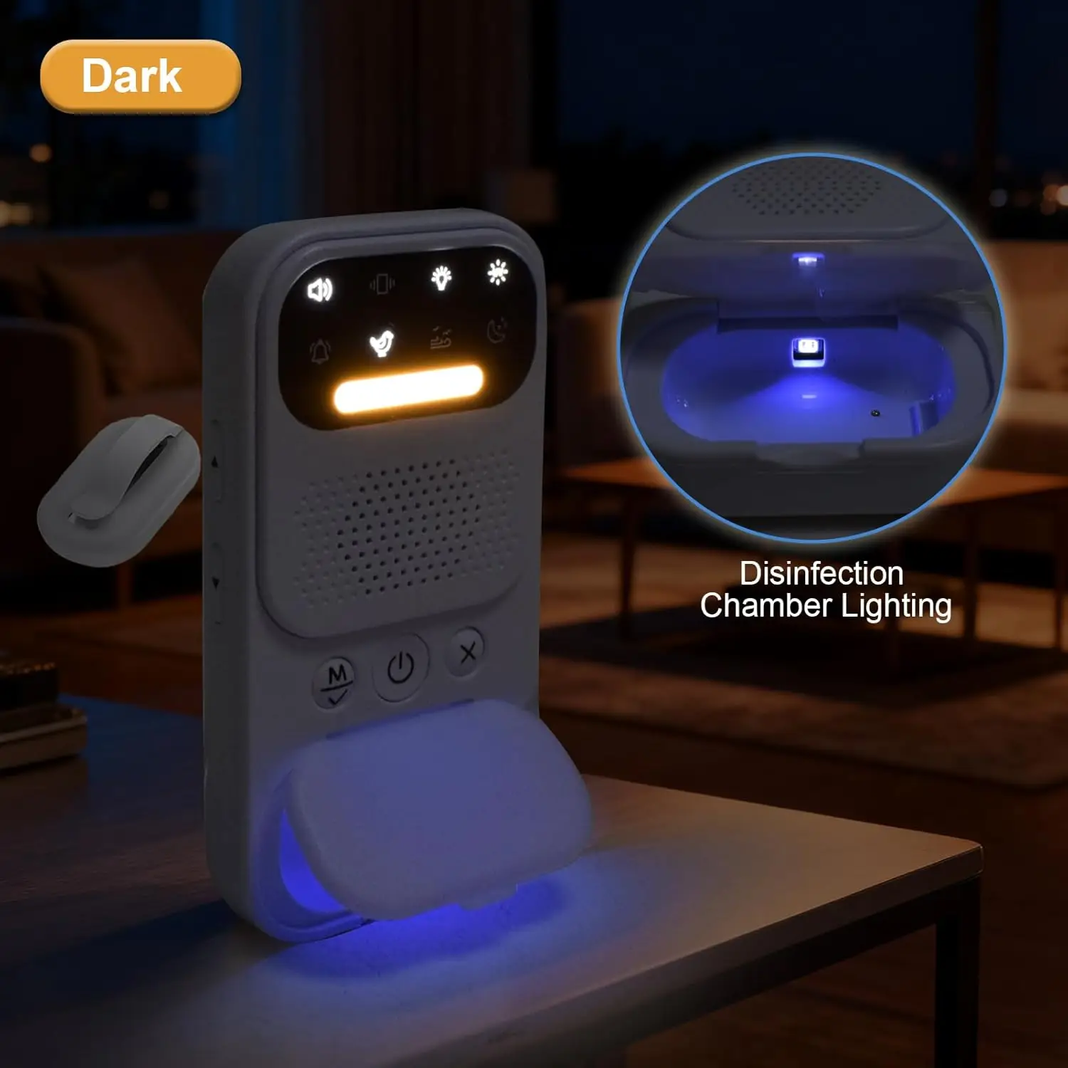 Bedwetting Alarm, for Boys Girls and Older Kids, Wireless Sensor, UV Mode/Night Light, Sound/Vibration Pee Alarm, White