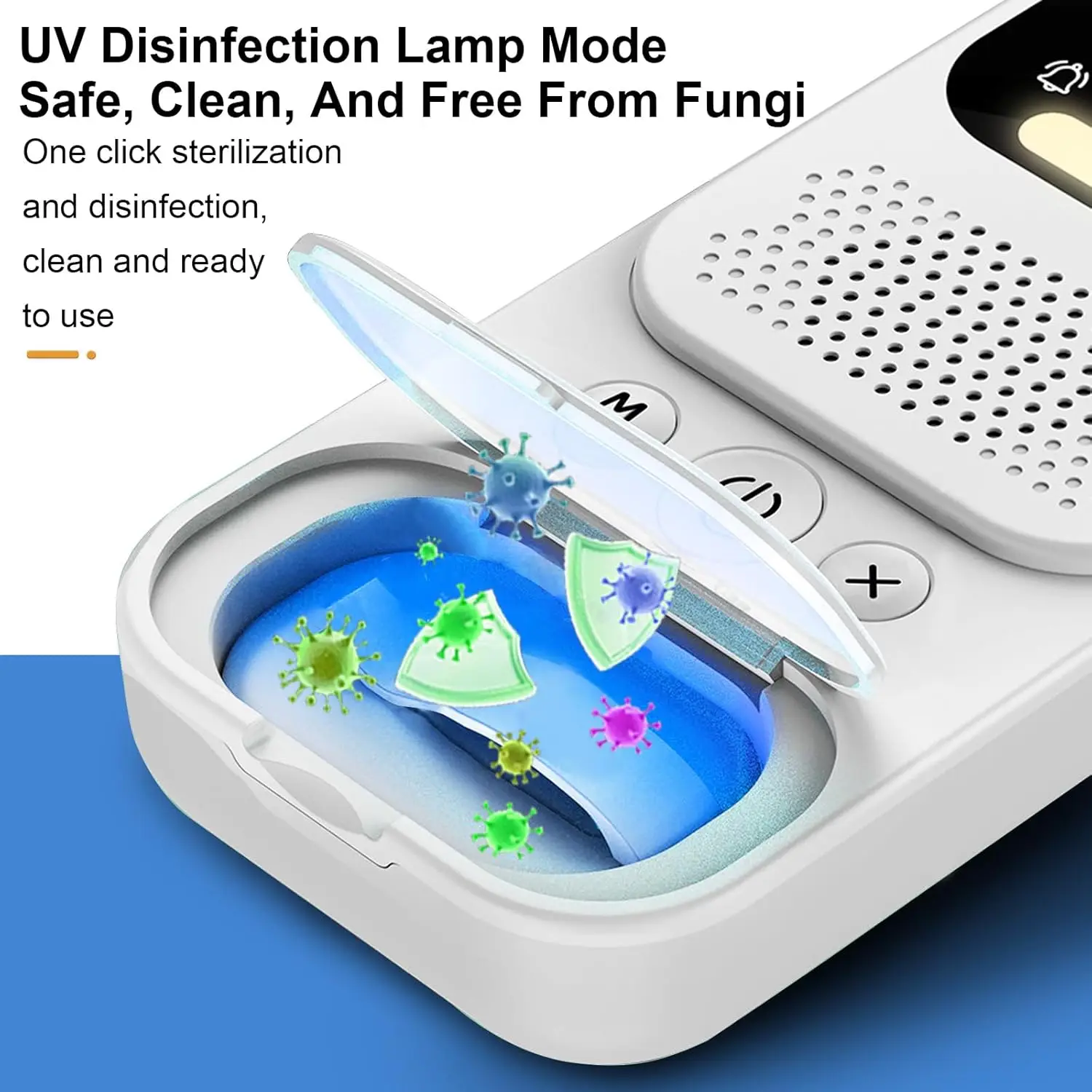 Bedwetting Alarm, for Boys Girls and Older Kids, Wireless Sensor, UV Mode/Night Light, Sound/Vibration Pee Alarm, White