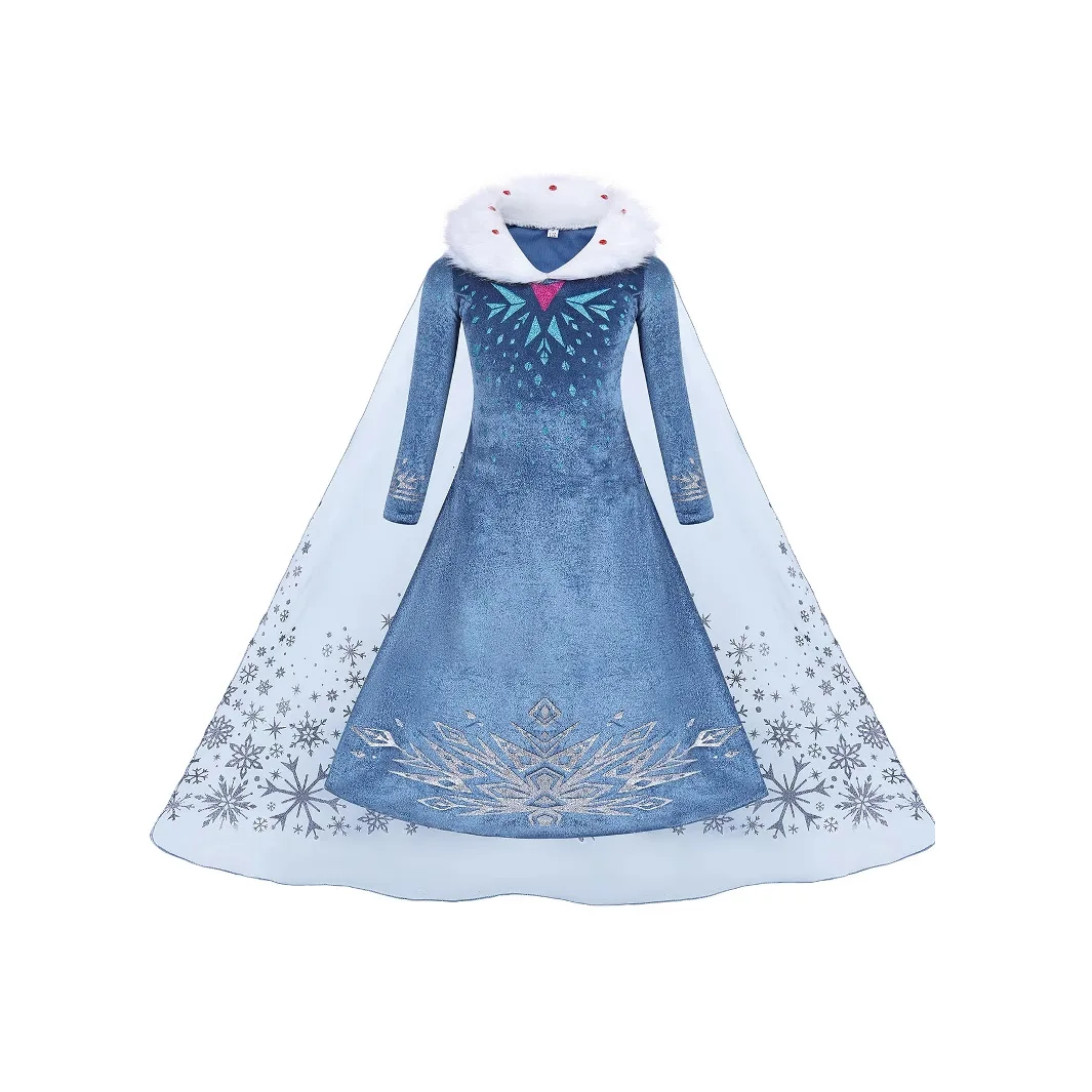 Disney Frozen Snow Queen Elsa Anna Girls Cosplay Mesh Princess Dress Kids Halloween Carnival Party Birthday Frock Ball Vestidos