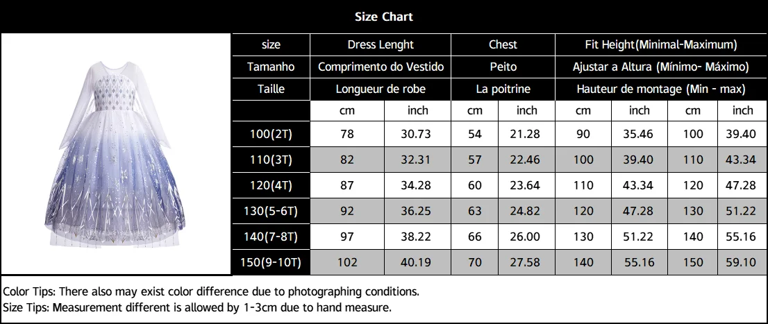 Disney Frozen Snow Queen Elsa Anna Girls Cosplay Mesh Princess Dress Kids Halloween Carnival Party Birthday Frock Ball Vestidos