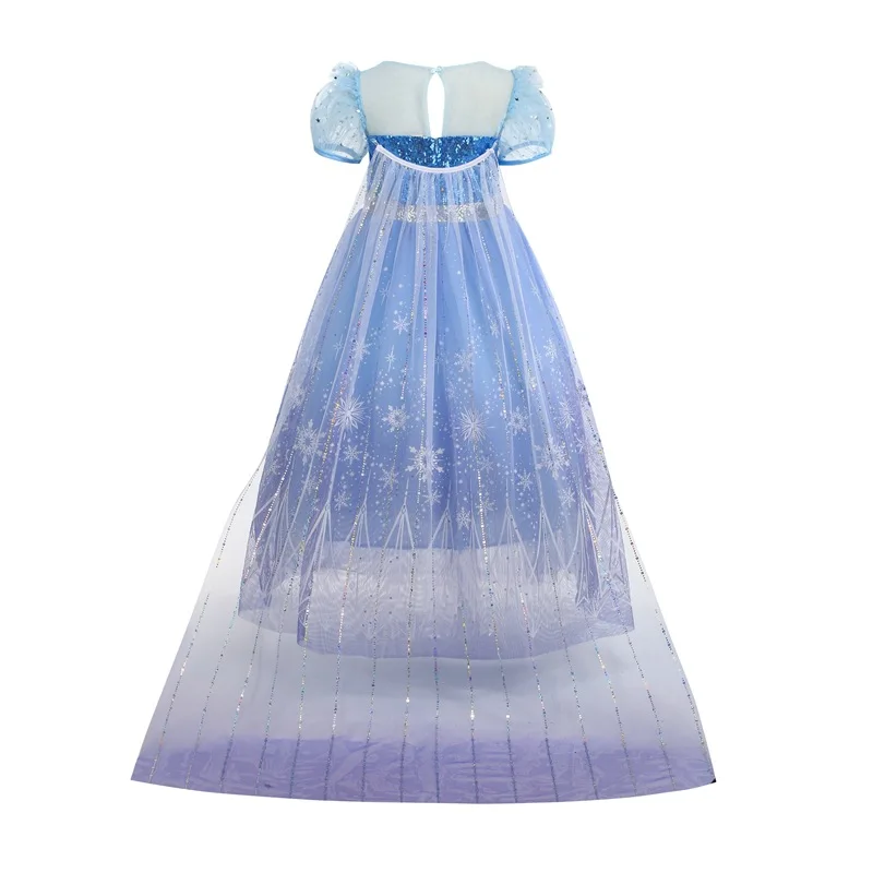 Disney Frozen Snow Queen Elsa Anna Girls Cosplay Mesh Princess Dress Kids Halloween Carnival Party Birthday Frock Ball Vestidos
