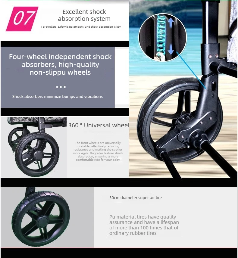 Four-seat Stroller, Can Be Used for Sitting or Reclining Baby Strollers, Suitable for Outings with Your Child.