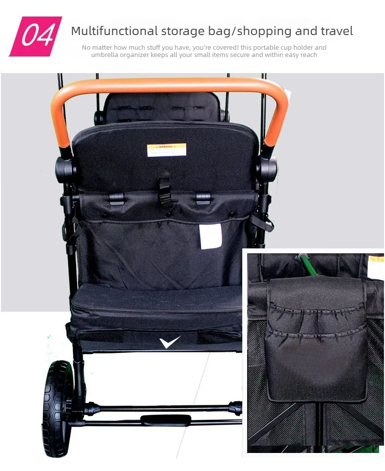 Four-seat Stroller, Can Be Used for Sitting or Reclining Baby Strollers, Suitable for Outings with Your Child.