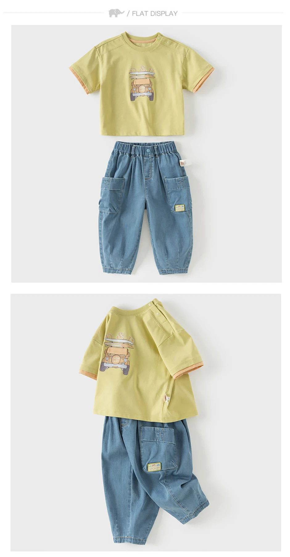 Dave Bella Boys 2PCS Suit Summer T-shirt Jeans Pants Sets Children Short-Sleeved T-shirt Trousers Two-Piece Set Casual DB2261195