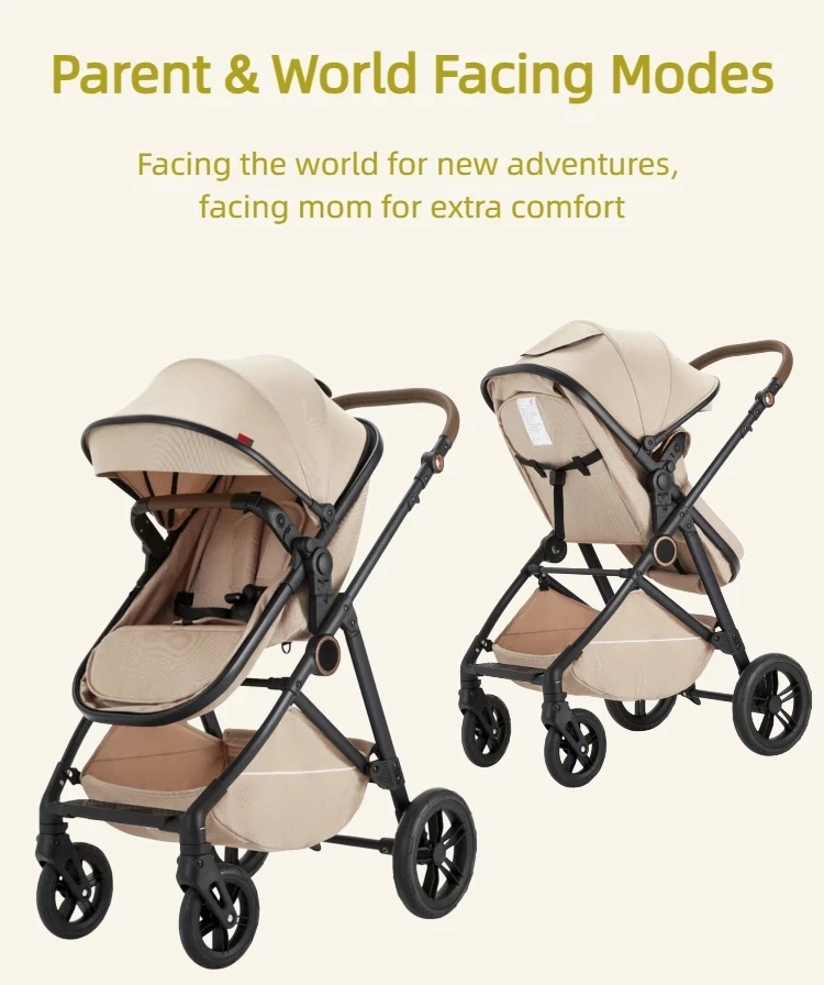 B.Childhood 2 in 1 Baby Pram Spacious Interior, with Large Storage Basket Stroller, Adjustable Handlebar for Family Outings