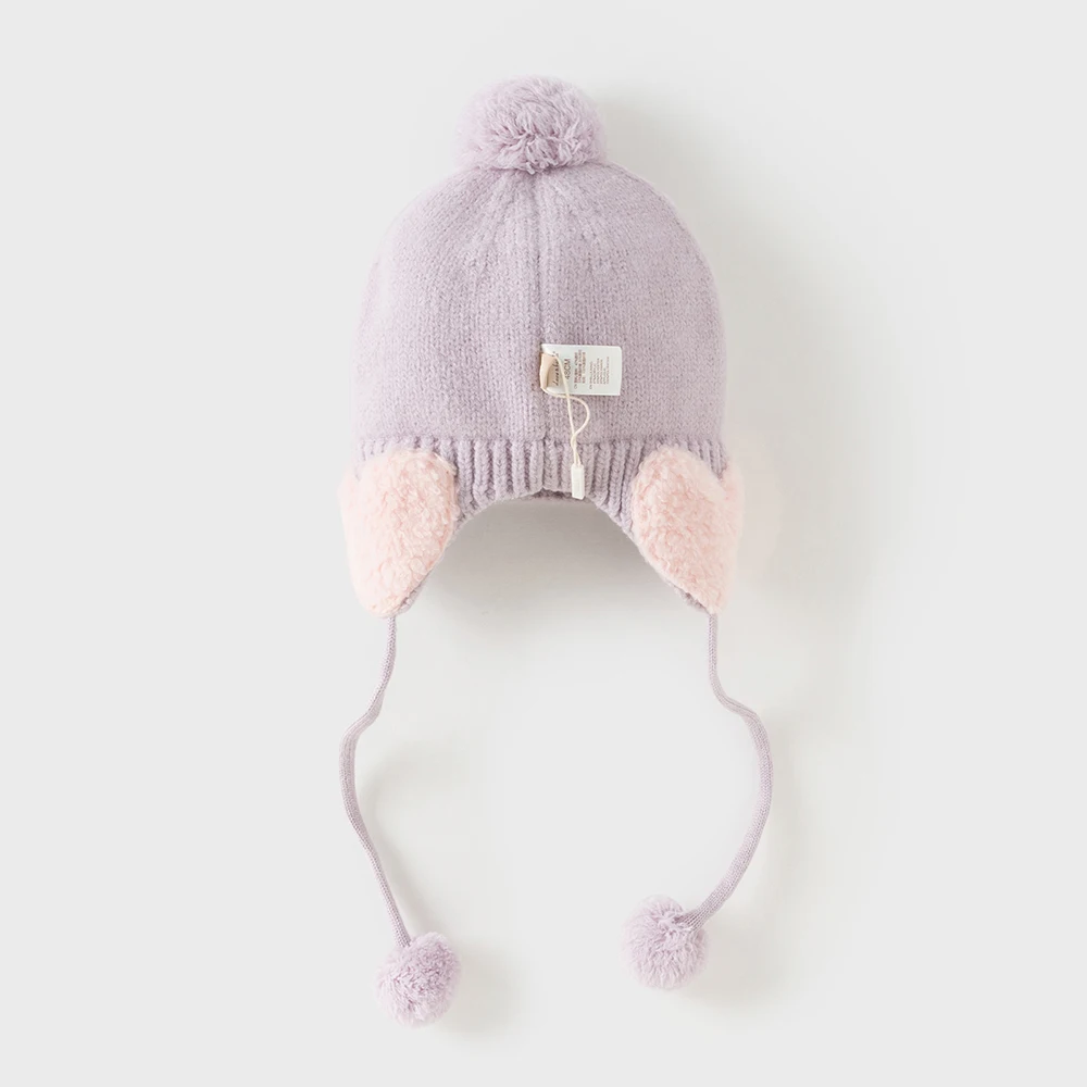Dave Bella Girls Hat Winter Autumn Baby Kids Cute Ear Protection Soft Thickened Cap Newborn Bonnet Children Casual Hat DB4254068