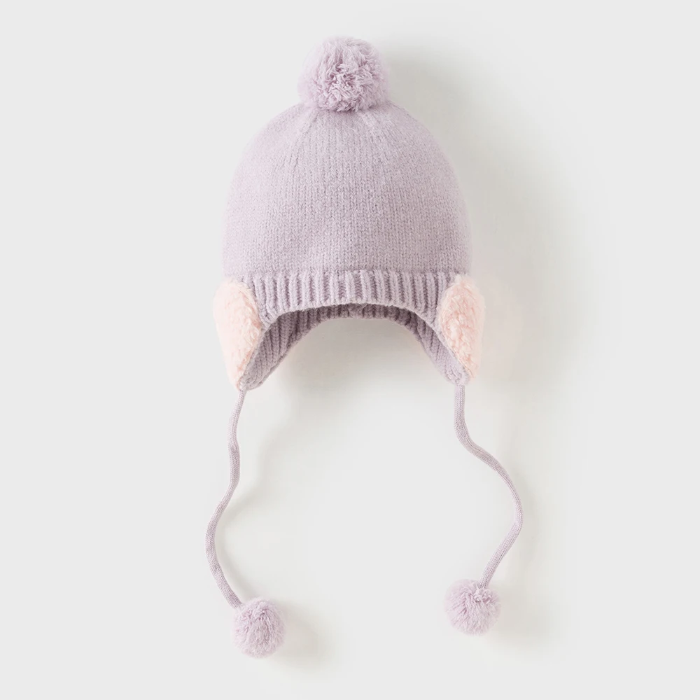 Dave Bella Girls Hat Winter Autumn Baby Kids Cute Ear Protection Soft Thickened Cap Newborn Bonnet Children Casual Hat DB4254068