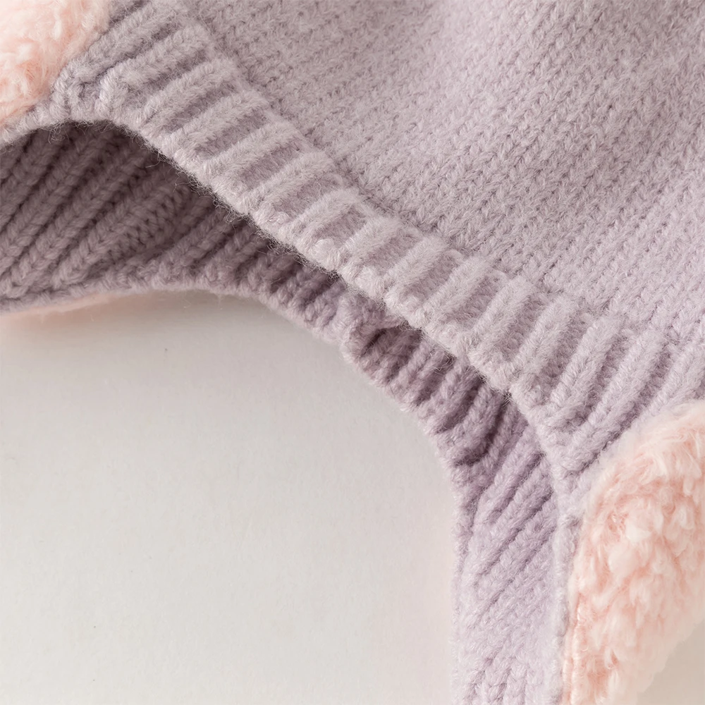 Dave Bella Girls Hat Winter Autumn Baby Kids Cute Ear Protection Soft Thickened Cap Newborn Bonnet Children Casual Hat DB4254068
