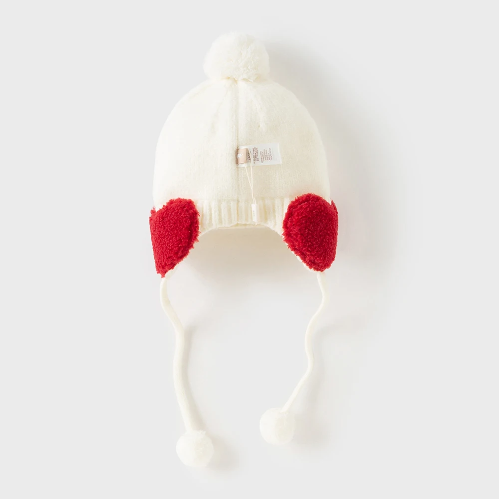 Dave Bella Girls Hat Winter Autumn Baby Kids Cute Ear Protection Soft Thickened Cap Newborn Bonnet Children Casual Hat DB4254068