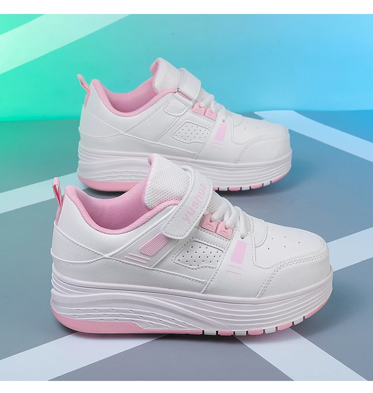 Ultra-Light 4-Wheel Roller Skates for Kids Boys Girls Removable Wheels 2-in-1 Walking Sneakers Sports Outdoor TrainerSize 31-42