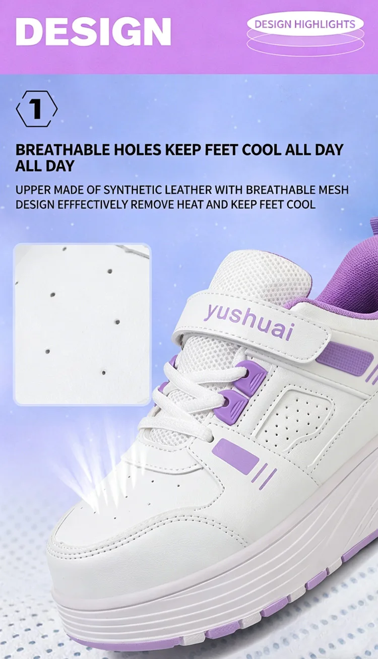Ultra-Light 4-Wheel Roller Skates for Kids Boys Girls Removable Wheels 2-in-1 Walking Sneakers Sports Outdoor TrainerSize 31-42