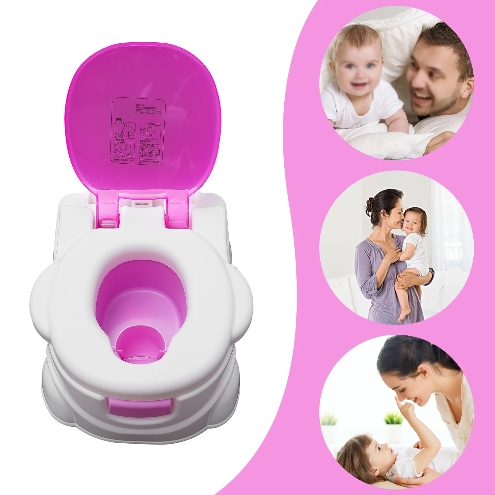 3-in-1 Children's Potty Training Toilet Simulation Smiling Face Kids Toilet with Toilet Paper Holder Removable Ergonomic Toilet