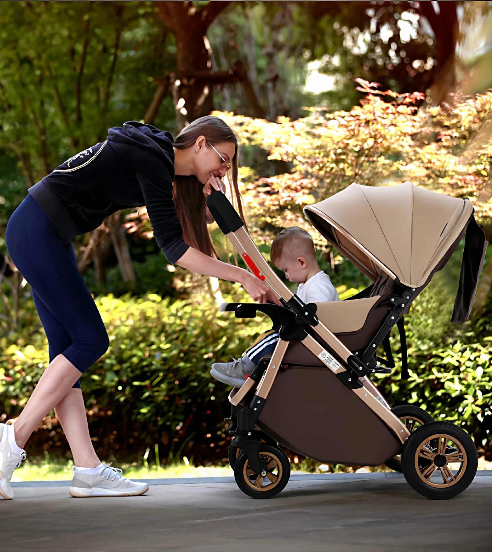 Babyfond Stroller Can Sit and Lie Down High Landscape Lightweight One-click Folding Two-way Stroller Children's Stroller