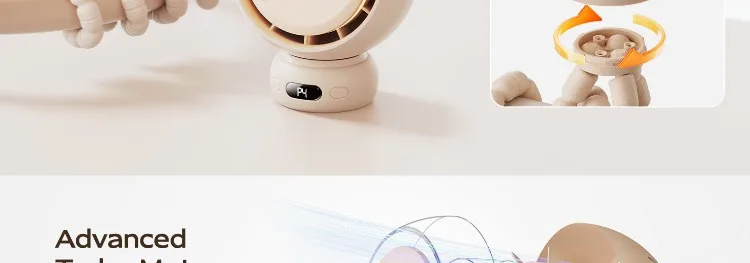 Mini Car Portable Stroller Fan,4-speed Quiet USB-C Rechargeable Baby Fan with Night Light, Baby Travel Essentials for Stroller