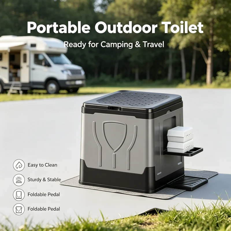 Portable Outdoor Toilet Camping Potty Car Emergency Toilet Foldable Sturdy Commode for RV Hiking Self‑Drive Outdoor Use Adults
