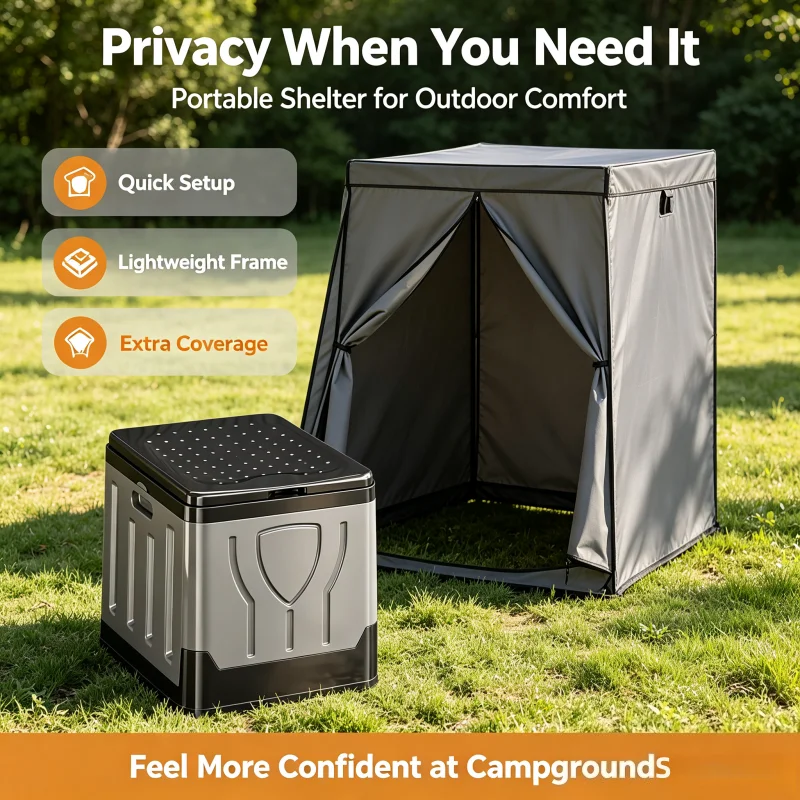 Portable Outdoor Toilet Camping Potty Car Emergency Toilet Foldable Sturdy Commode for RV Hiking Self‑Drive Outdoor Use Adults