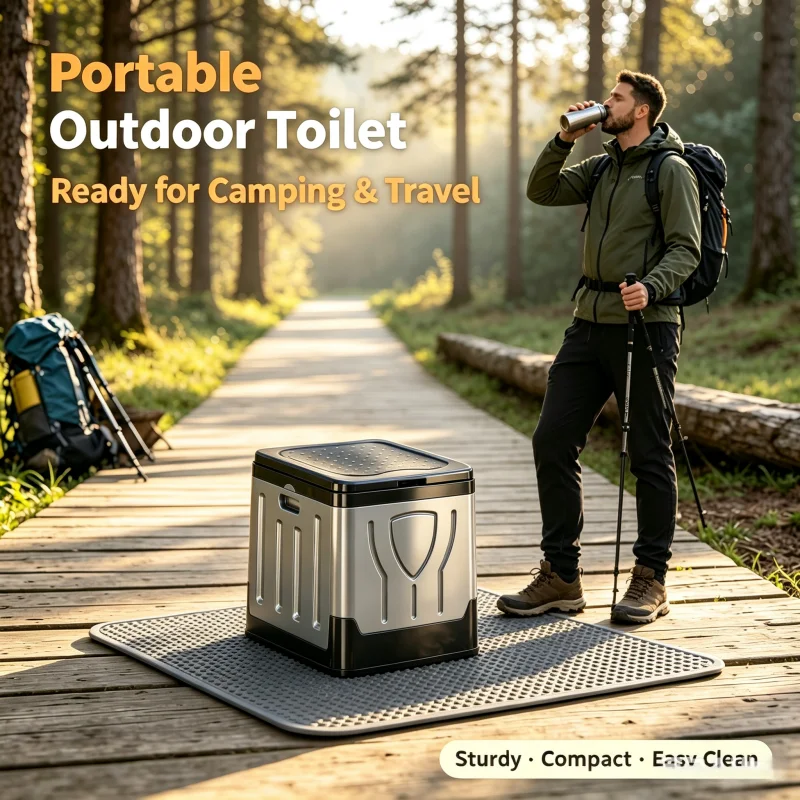Portable Outdoor Toilet Camping Potty Car Emergency Toilet Foldable Sturdy Commode for RV Hiking Self‑Drive Outdoor Use Adults
