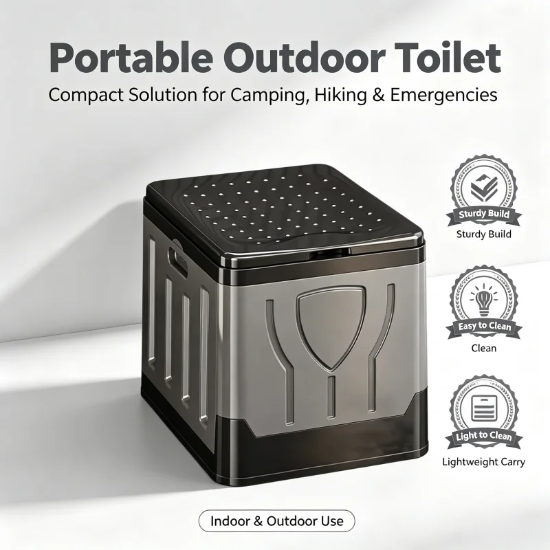 Portable Outdoor Toilet Camping Potty Car Emergency Toilet Foldable Sturdy Commode for RV Hiking Self‑Drive Outdoor Use Adults