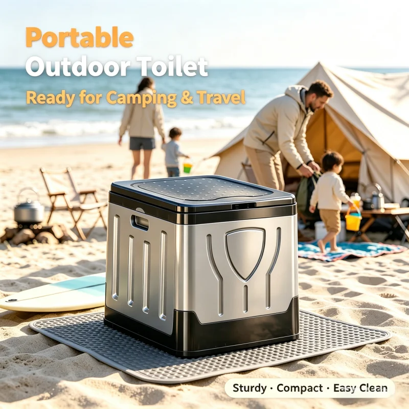 Portable Outdoor Toilet Camping Potty Car Emergency Toilet Foldable Sturdy Commode for RV Hiking Self‑Drive Outdoor Use Adults