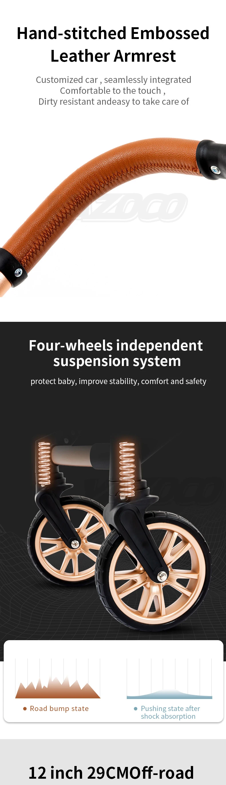 Latest 3-in-1 All Purpose High Landscape Baby Stroller Four Wheel Shock Absorbing Foldable Infant Carriage With Free Supporting Mosquito Net
