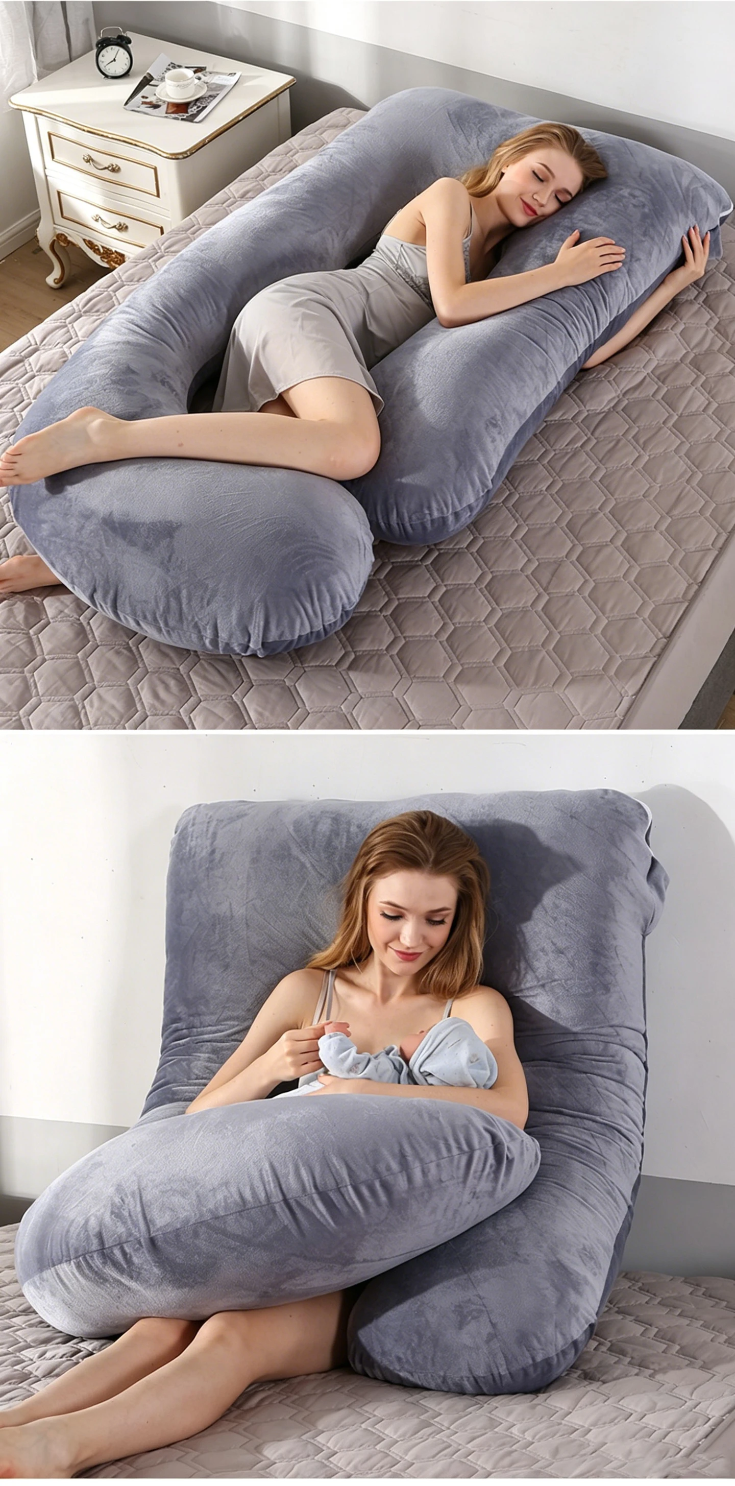 PANGDUBE G Shaped Pregnancy Pillow, Full Body Maternity Pillow for Sleeping, 3.2KG Thick Cotton, Support for Back, Belly, Hips, Removal Washable Cover, Pregnancy Must Haves for Pregnant Women