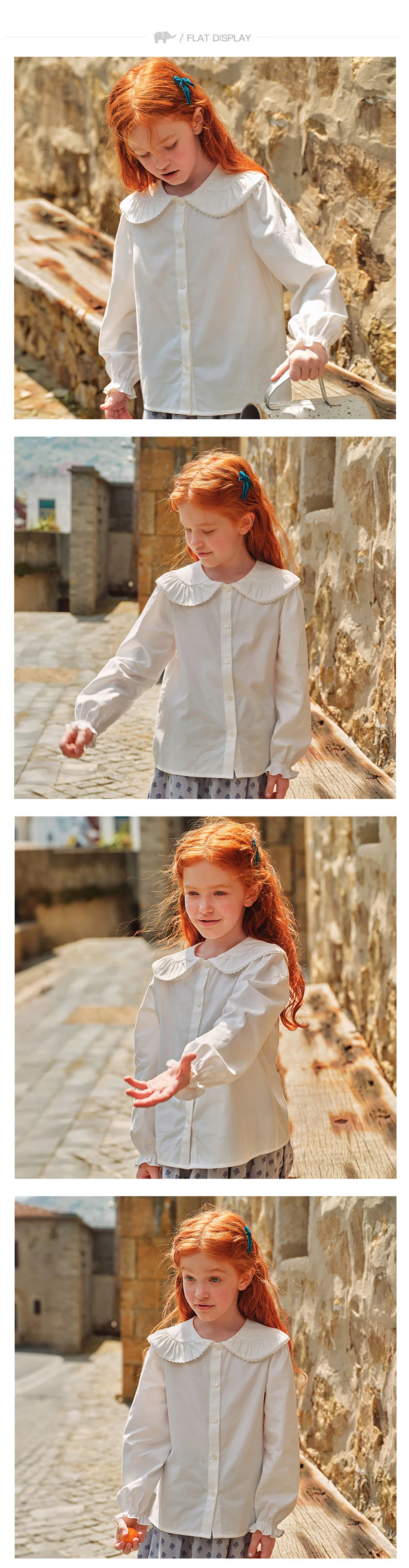 Dave Bella Girls Long Sleeve White Shirt 7-13 Years Children Formal Cotton Blouse Cute Casual Outdoor Party Tops DK3262950