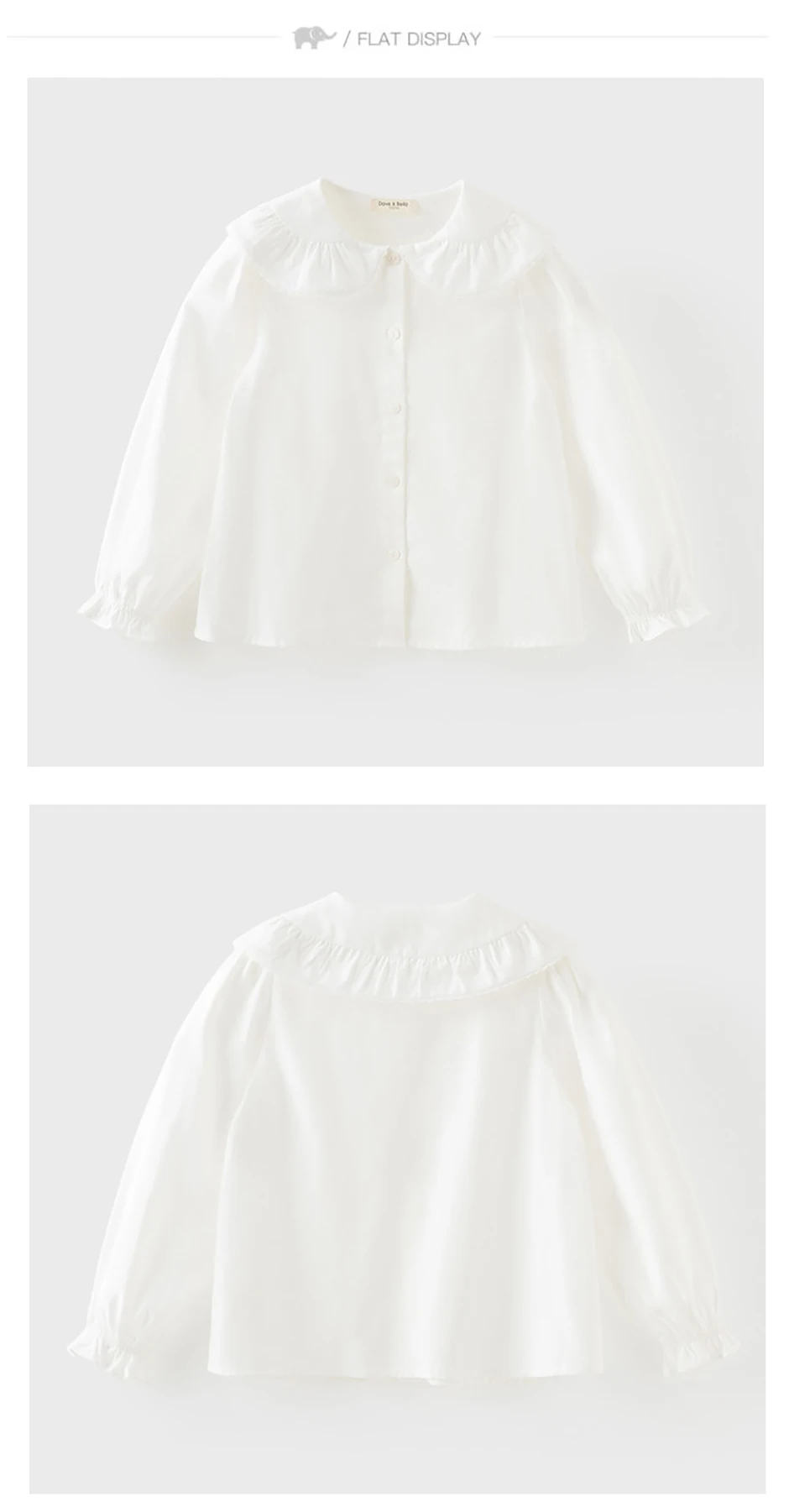 Dave Bella Girls Long Sleeve White Shirt 7-13 Years Children Formal Cotton Blouse Cute Casual Outdoor Party Tops DK3262950