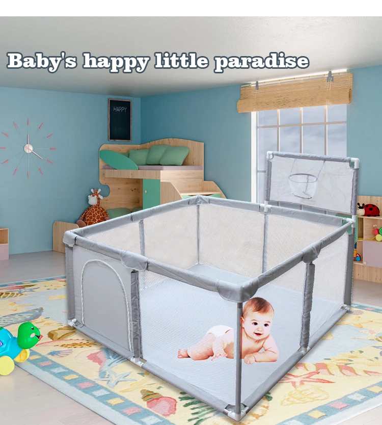 Baby Playpen, 128 X128cm Playpen for Toddlers, Indoor Outdoor Children's Activity Center, Safety Play Yard with Breathable Mesh