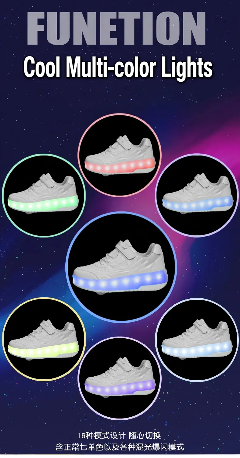 One-Click Retractable LED Light Up Roller Shoes, Breathable Skate Sneakers for Kids, Teens, Boys & Girls